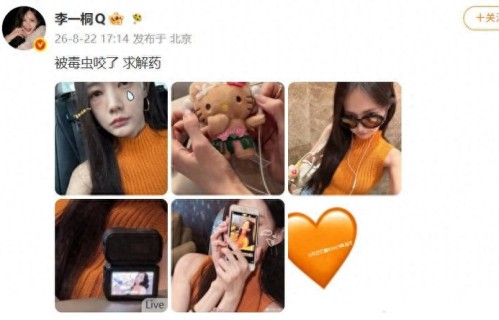 李一桐被毒虫咬了脸，发文“求解药”|粉丝|评论|自拍|工伤|娱乐圈