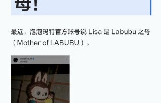 Lisa亲口否认带火LABUBU，官方仍认她为功臣