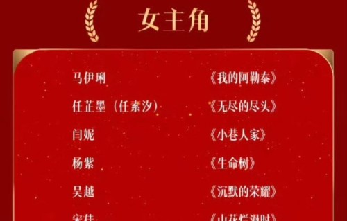 孙俪金鹰奖爆冷掉提，六强名单揭晓