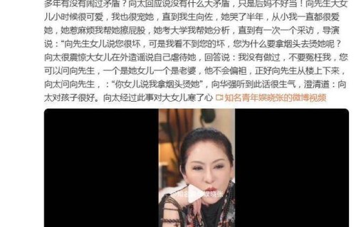 向太陈岚自曝后妈不好当：向华强女儿说我拿烟头烫她|陈岚（向太）|向佐|继女|家庭|丰裕